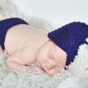 💜 PURPLE CROCHET SET · DIAPER COVER + TURBAN HAT · 0–3 MO 👶